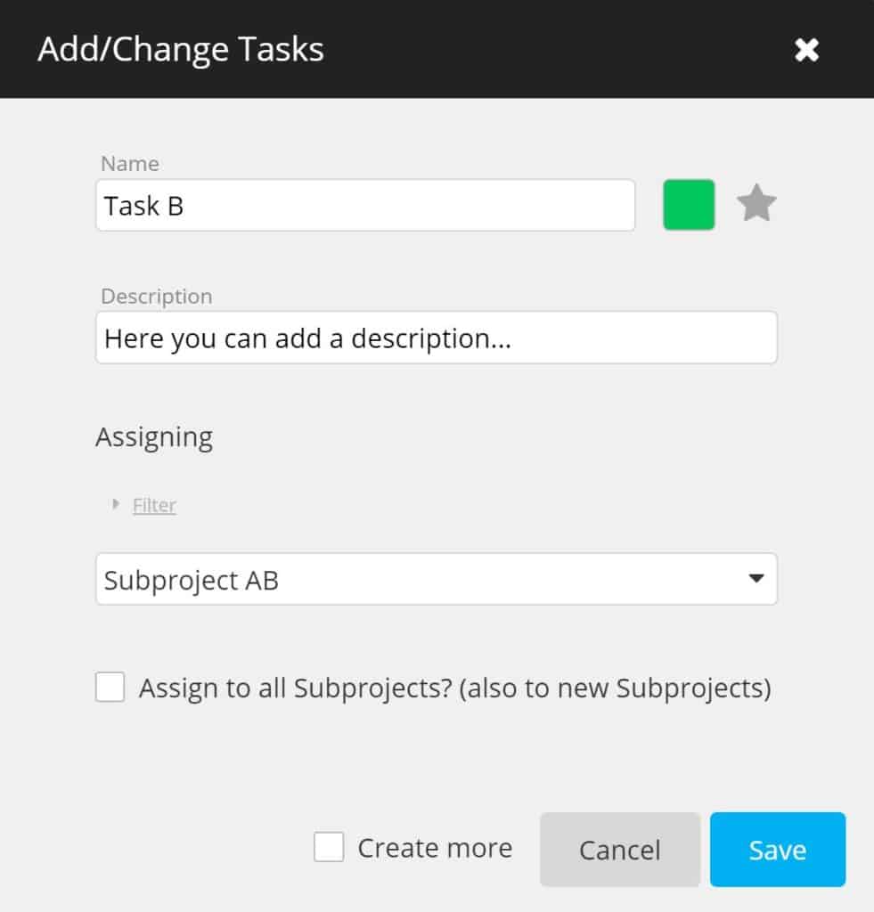 timeBuzzer - add or change tasks as a project manager