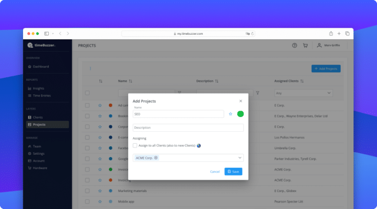 Time Tracking Online Webconsole | timeBuzzer