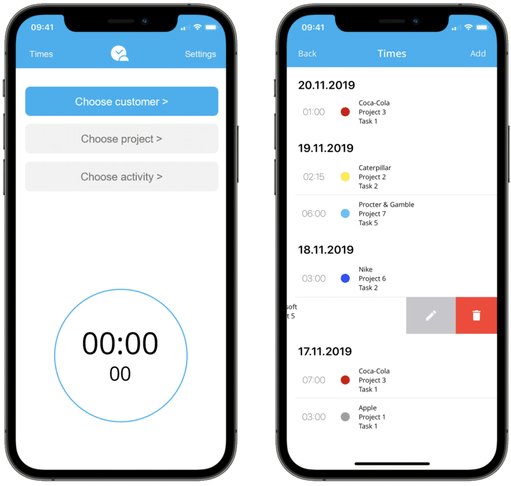 timeBuzzer - Mobile time tracking app for iOS