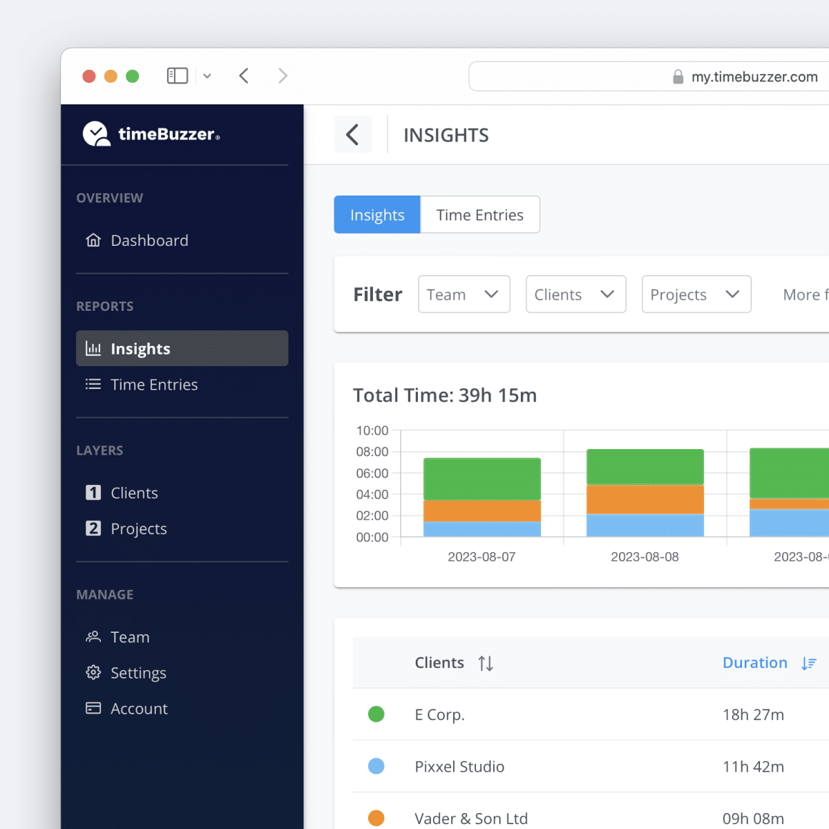 timeBuzzer | Simple and accurate time tracking