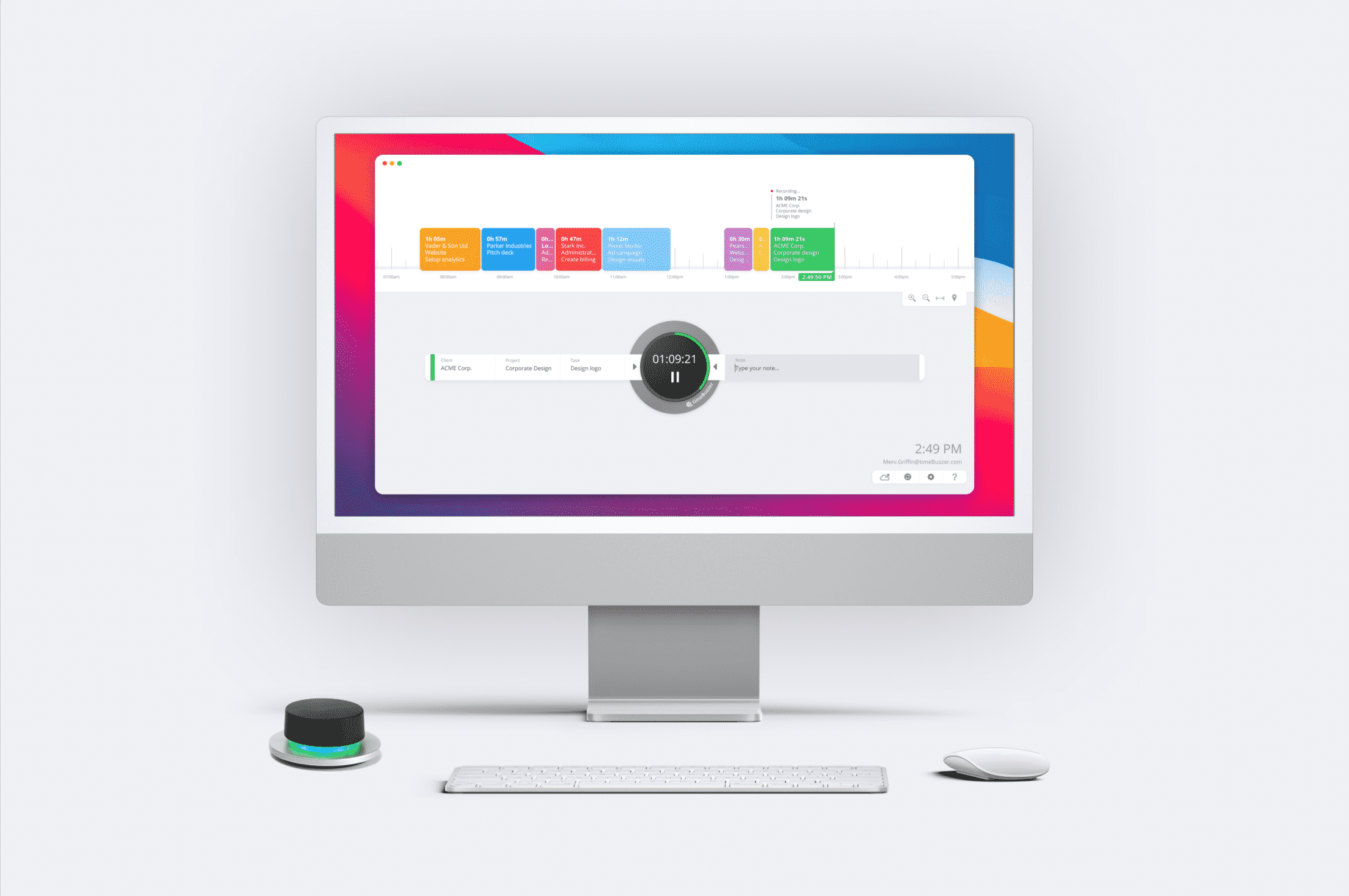 timeBuzzer Desktop 3.0 - time tracking app - light mode
