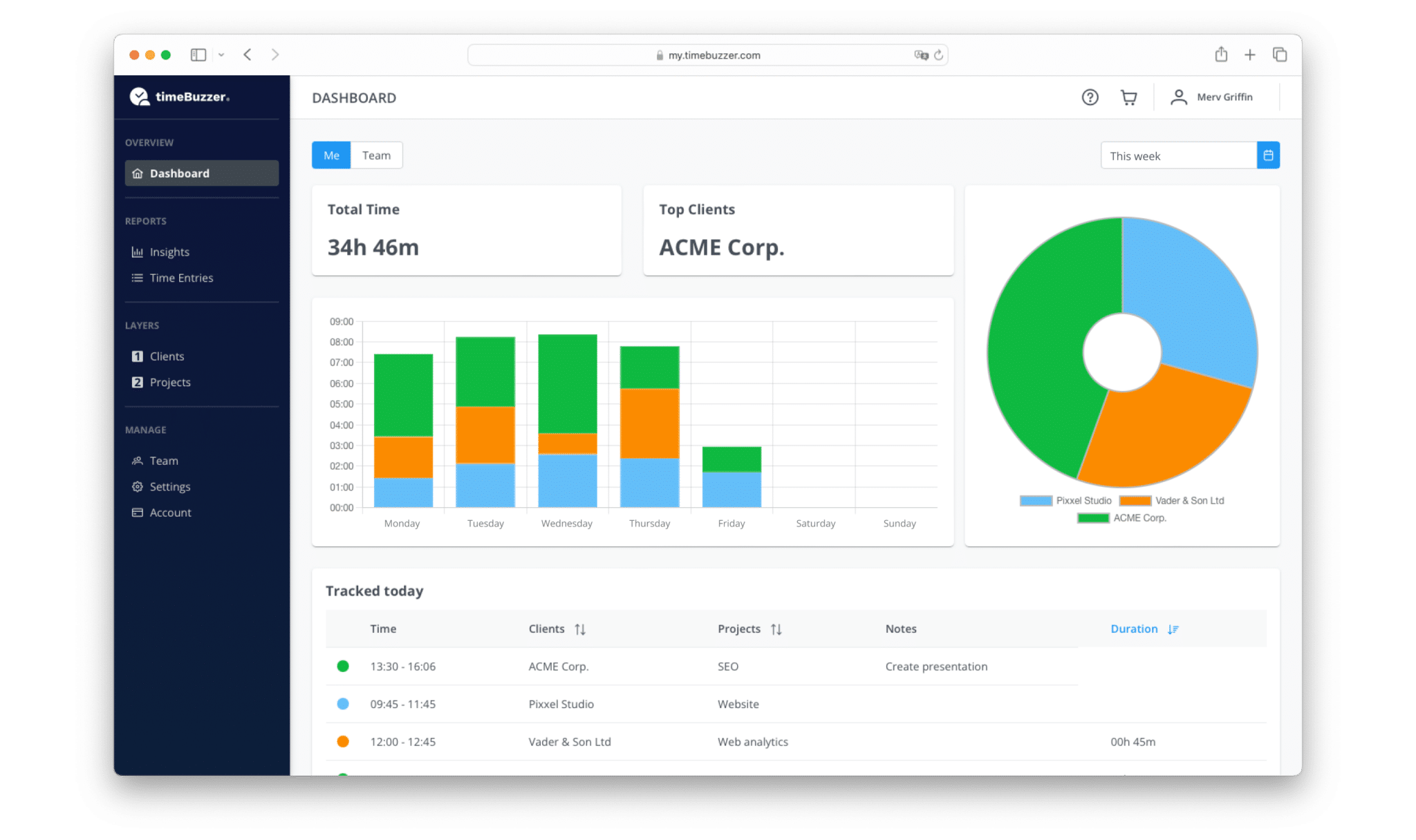 Time Tracking Online Webconsole Timebuzzer